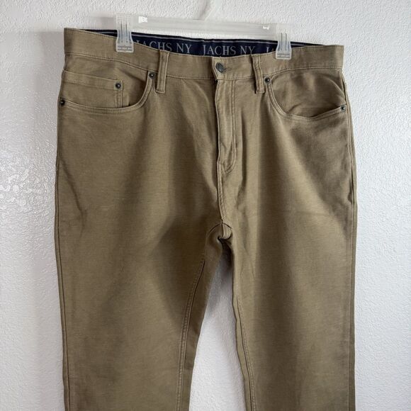 JACHS NEW YORK 5-Pocket Pants 36 x 34 Khaki Brown Stretch Straight Leg Chino - Picture 2 of 9